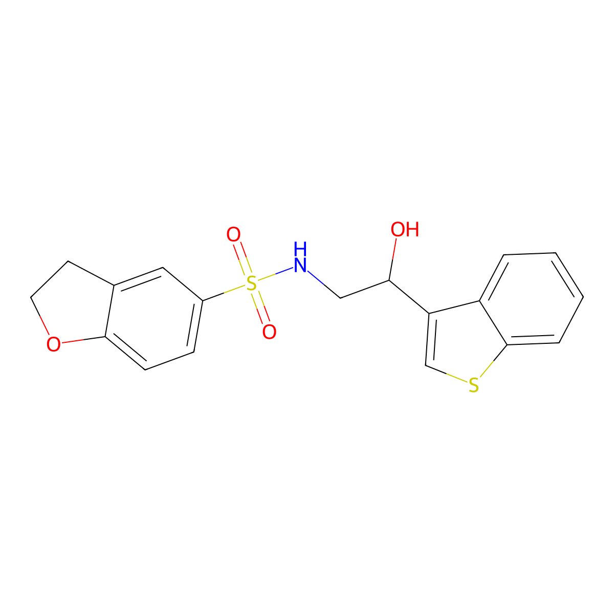 N-(2-(benzo[b]thiophen-3-yl)-2-hydroxyethyl)-2,3-dihydrobenzofuran-5-sulfonamide molecular structure, CAS 2034257-63-9