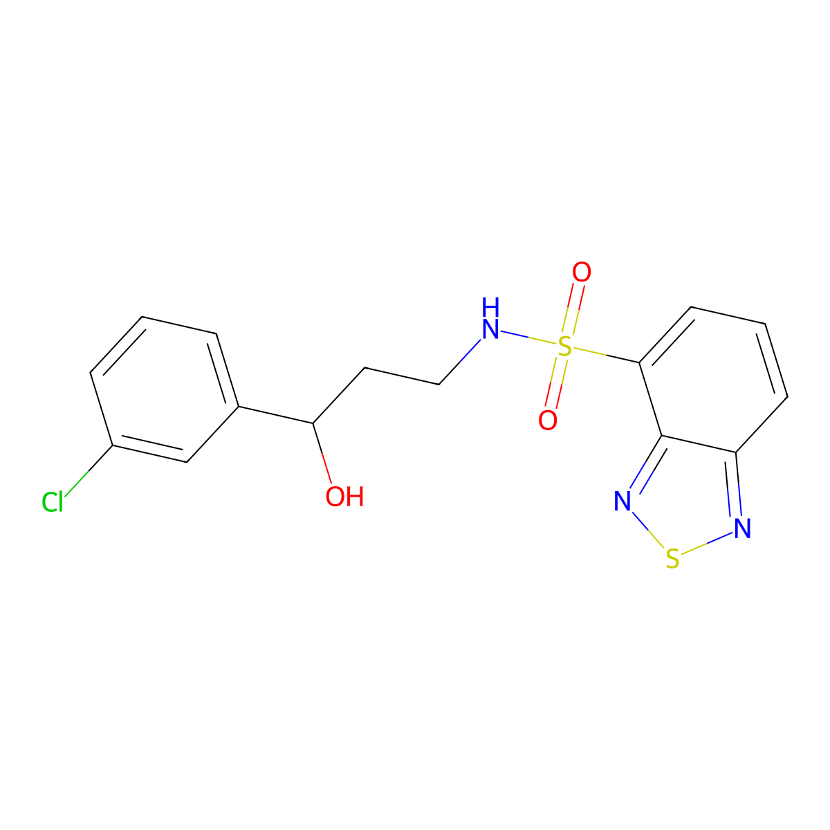 N-(3-(3-chlorophenyl)-3-hydroxypropyl)benzo[c][1,2,5]thiadiazole-4-sulfonamide molecular structure, CAS 2034257-65-1