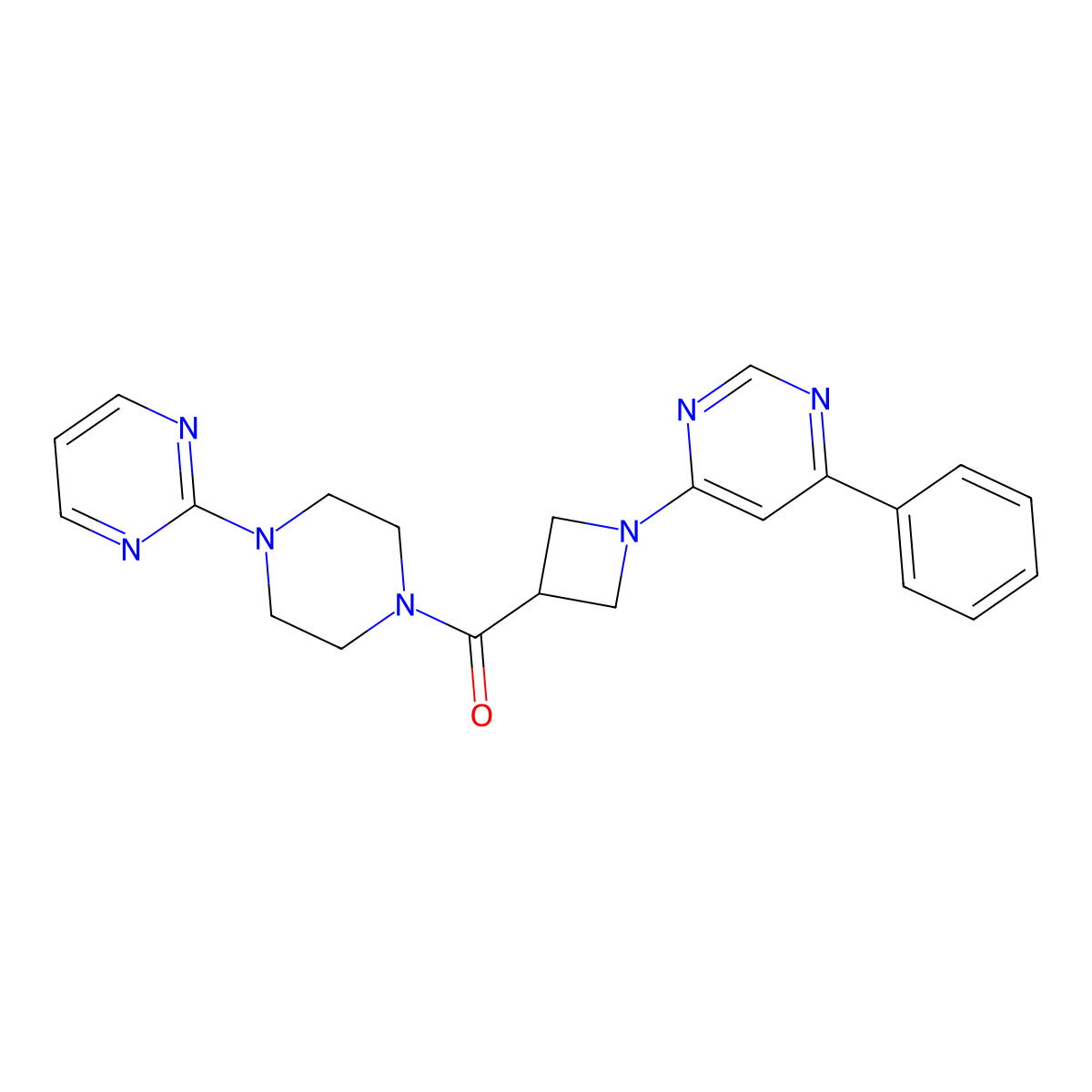 (1-(6-Phenylpyrimidin-4-yl)azetidin-3-yl)(4-(pyrimidin-2-yl)piperazin-1-yl)methanone molecular structure, CAS 2034257-67-3