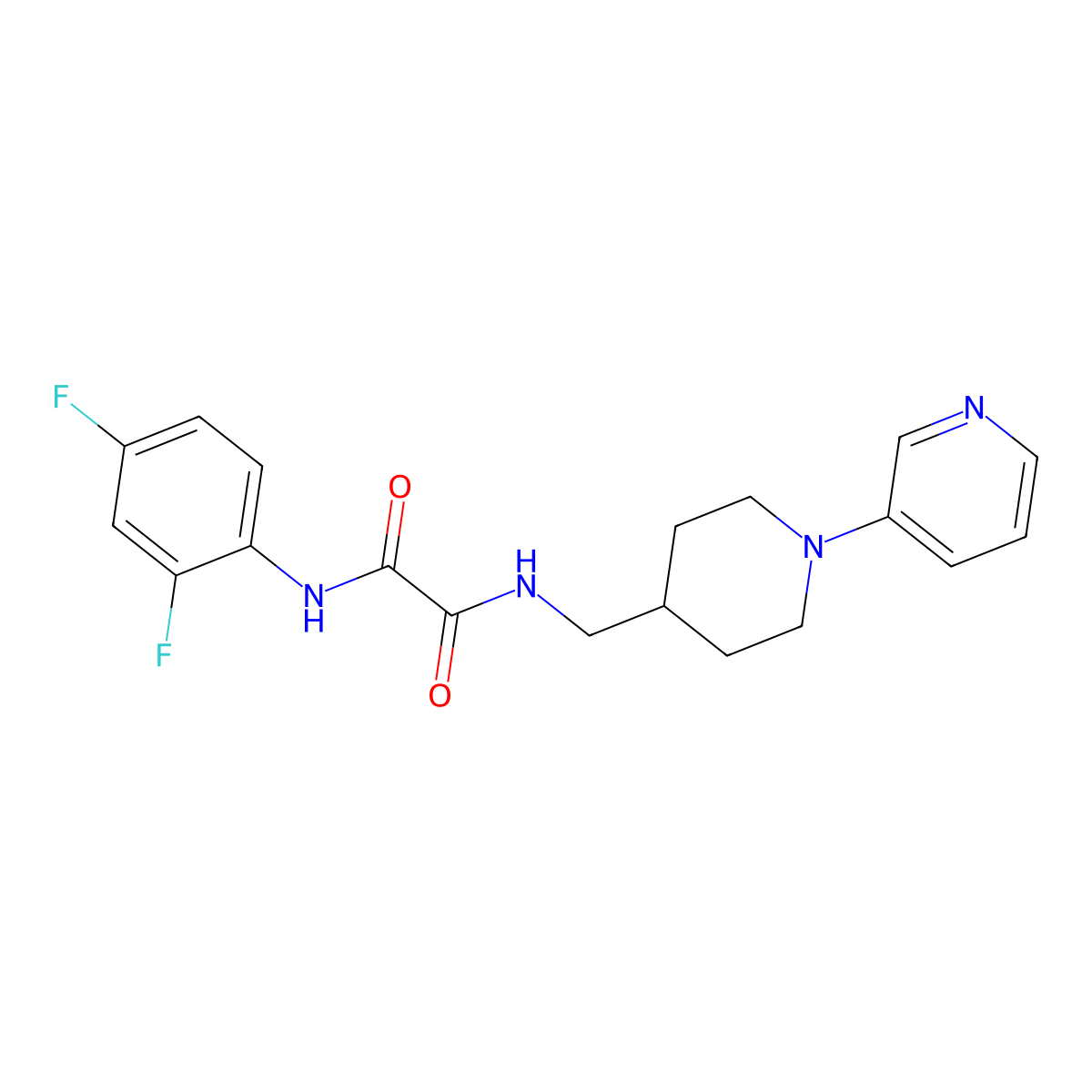 N1-(2,4-difluorophenyl)-N2-((1-(pyridin-3-yl)piperidin-4-yl)methyl)oxalamide molecular structure, CAS 2034257-70-8