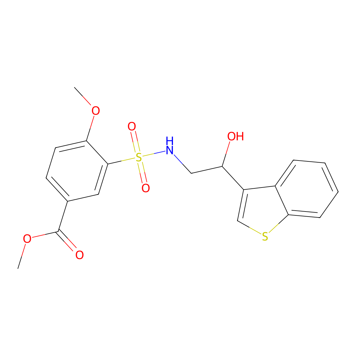 methyl 3-(N-(2-(benzo[b]thiophen-3-yl)-2-hydroxyethyl)sulfamoyl)-4-methoxybenzoate molecular structure, CAS 2034257-72-0