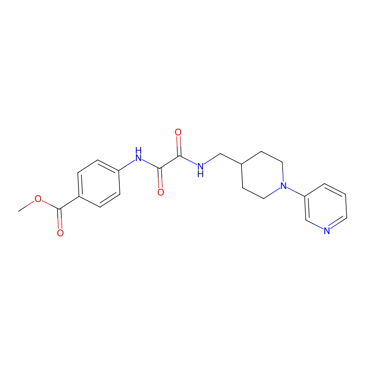 Methyl 4-(2-oxo-2-(((1-(pyridin-3-yl)piperidin-4-yl)methyl)amino)acetamido)benzoate molecular structure, CAS 2034257-74-2