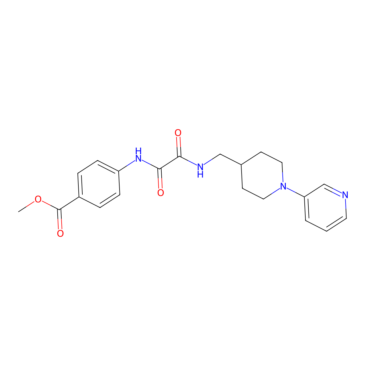 Methyl 4-(2-oxo-2-(((1-(pyridin-3-yl)piperidin-4-yl)methyl)amino)acetamido)benzoate molecular structure, CAS 2034257-74-2