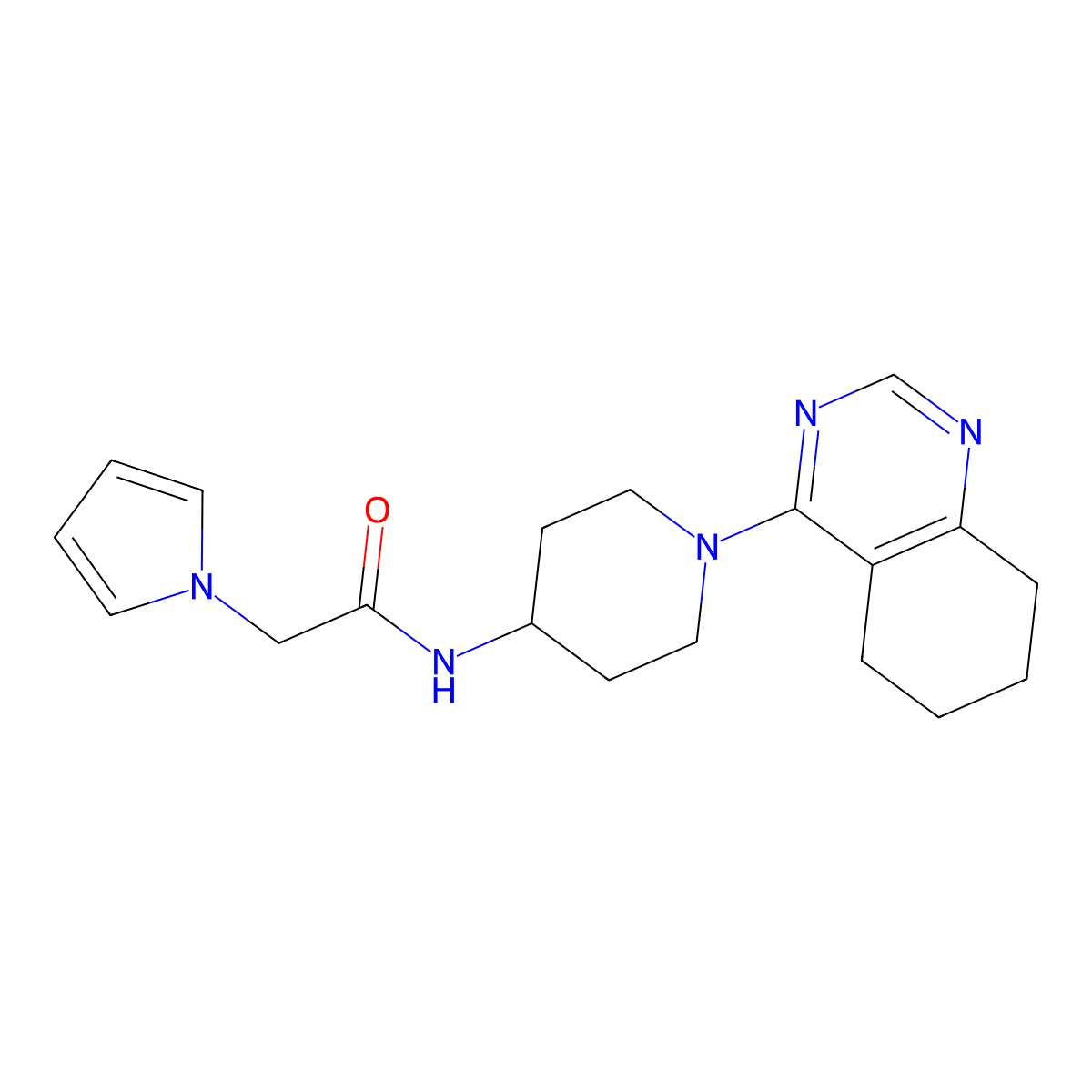 2-(1H-pyrrol-1-yl)-N-(1-(5,6,7,8-tetrahydroquinazolin-4-yl)piperidin-4-yl)acetamide molecular structure, CAS 2034257-77-5