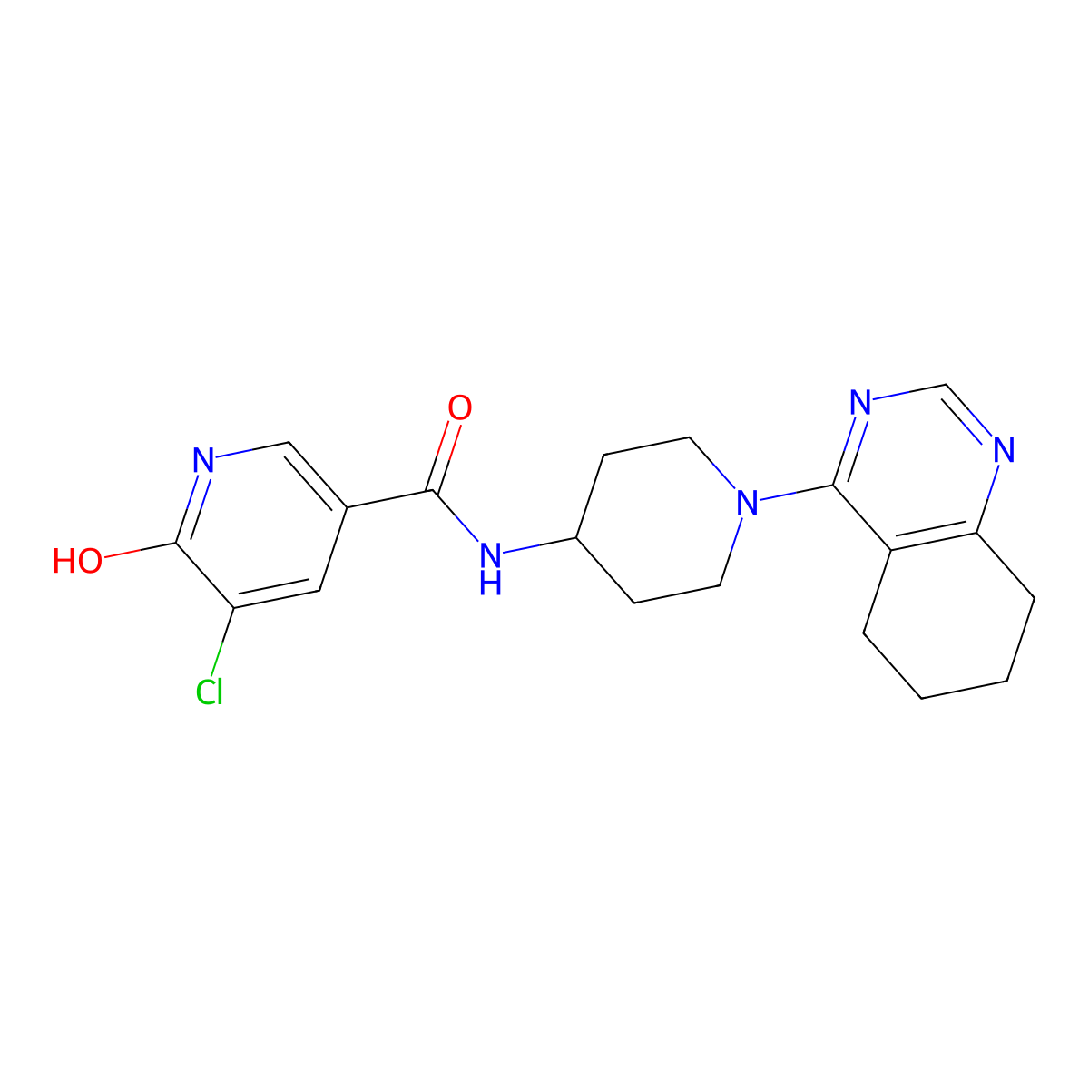 5-chloro-6-hydroxy-N-(1-(5,6,7,8-tetrahydroquinazolin-4-yl)piperidin-4-yl)nicotinamide molecular structure, CAS 2034257-94-6