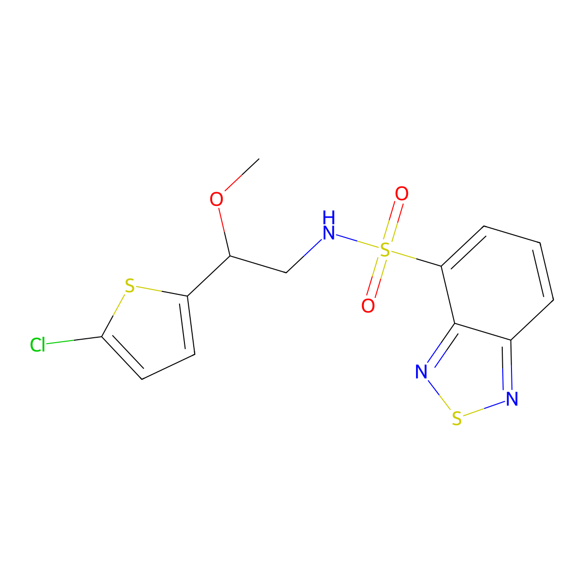 N-(2-(5-chlorothiophen-2-yl)-2-methoxyethyl)benzo[c][1,2,5]thiadiazole-4-sulfonamide molecular structure, CAS 2034257-99-1