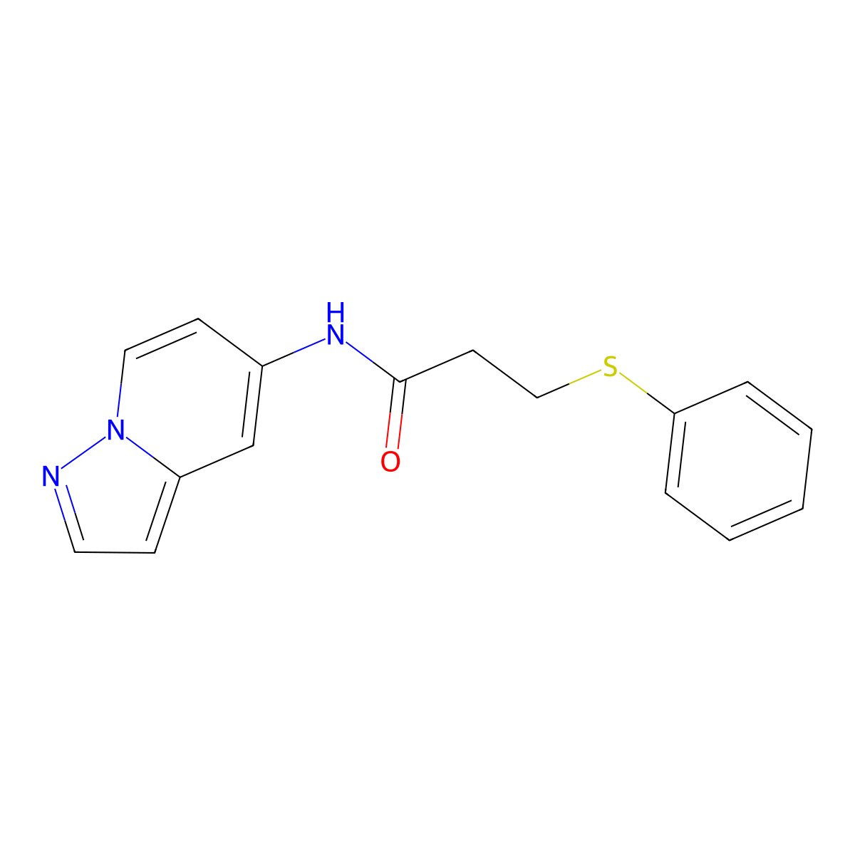 3-(phenylthio)-N-(pyrazolo[1,5-a]pyridin-5-yl)propanamide molecular structure, CAS 2034258-00-7