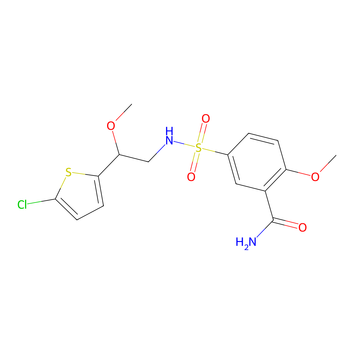 5-(N-(2-(5-chlorothiophen-2-yl)-2-methoxyethyl)sulfamoyl)-2-methoxybenzamide molecular structure, CAS 2034258-10-9