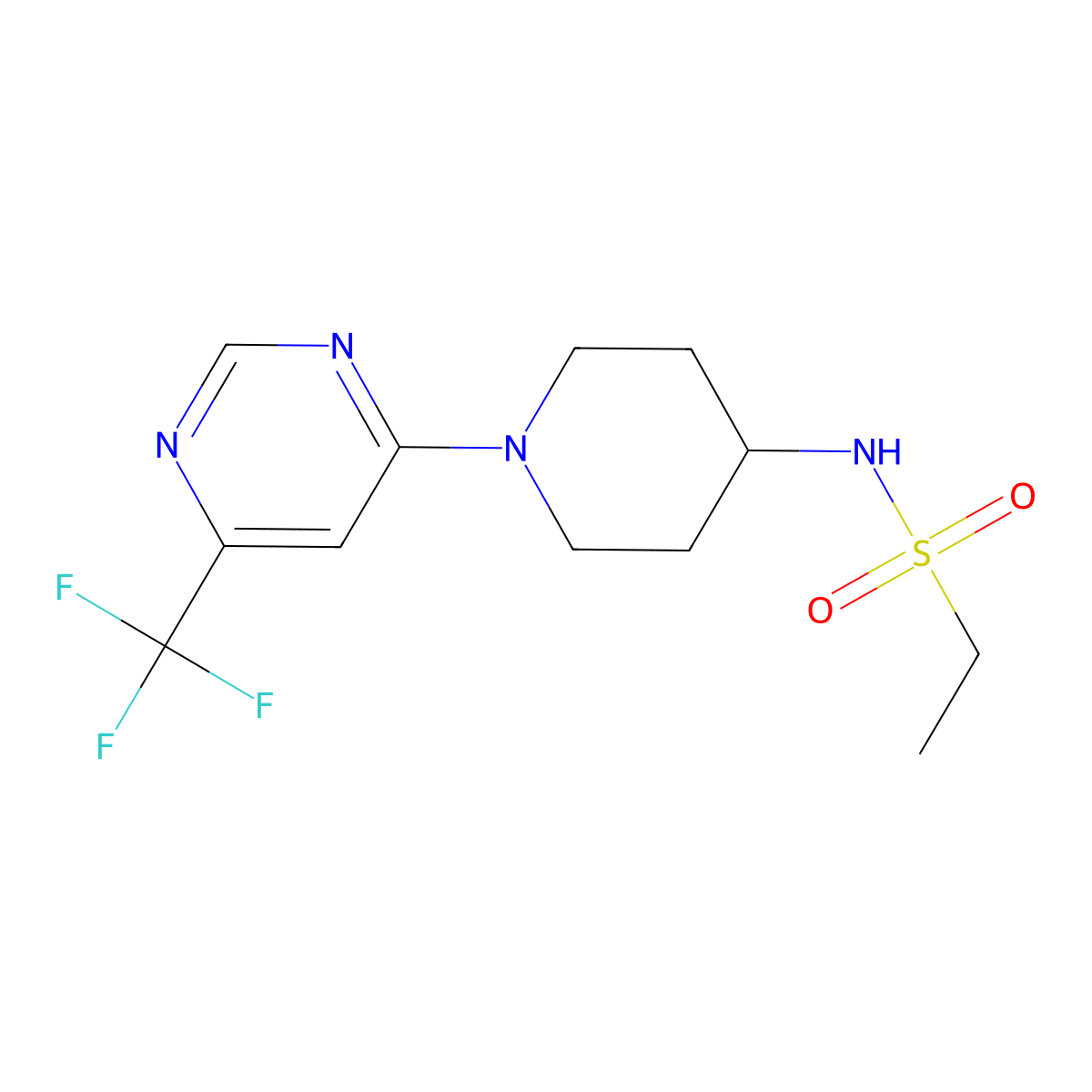 N-(1-(6-(trifluoromethyl)pyrimidin-4-yl)piperidin-4-yl)ethanesulfonamide molecular structure, CAS 2034258-17-6