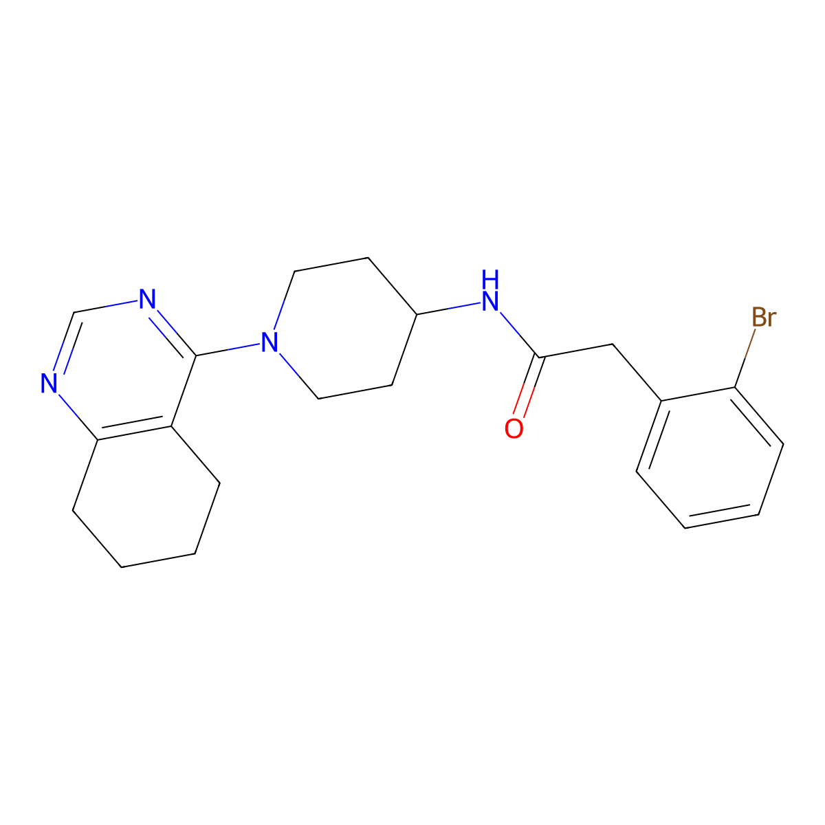 2-(2-bromophenyl)-N-[1-(5,6,7,8-tetrahydroquinazolin-4-yl)piperidin-4-yl]acetamide molecular structure, CAS 2034258-19-8
