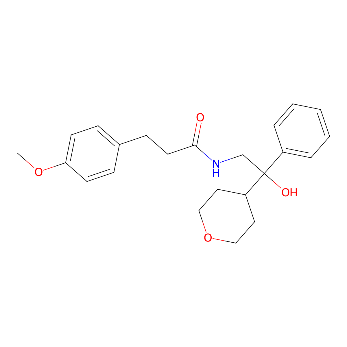 N-[2-hydroxy-2-(oxan-4-yl)-2-phenylethyl]-3-(4-methoxyphenyl)propanamide molecular structure, CAS 2034258-24-5