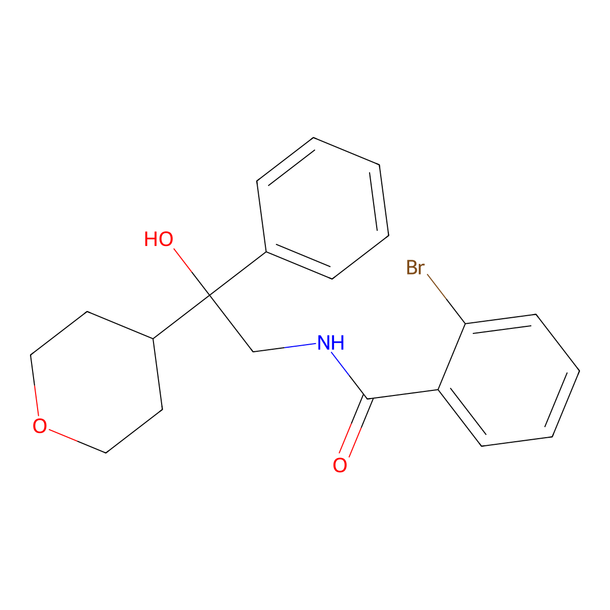 2-bromo-N-[2-hydroxy-2-(oxan-4-yl)-2-phenylethyl]benzamide molecular structure, CAS 2034258-28-9