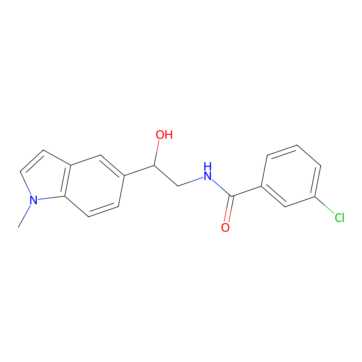 3-chloro-N-[2-hydroxy-2-(1-methyl-1H-indol-5-yl)ethyl]benzamide molecular structure, CAS 2034258-34-7