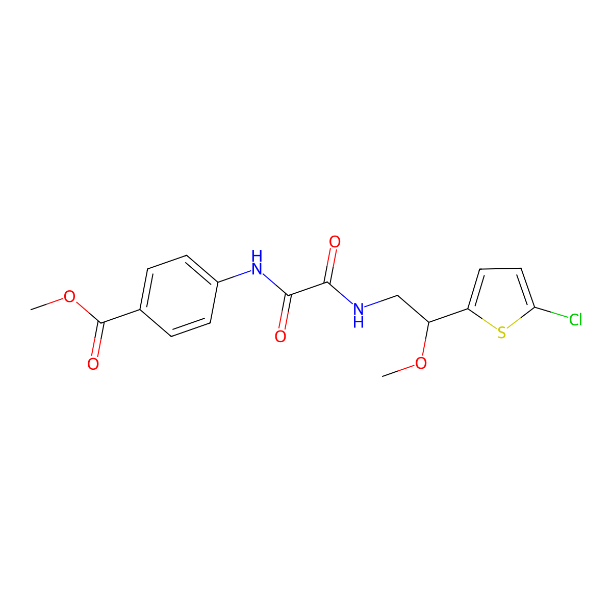 Methyl 4-(2-((2-(5-chlorothiophen-2-yl)-2-methoxyethyl)amino)-2-oxoacetamido)benzoate molecular structure, CAS 2034258-36-9
