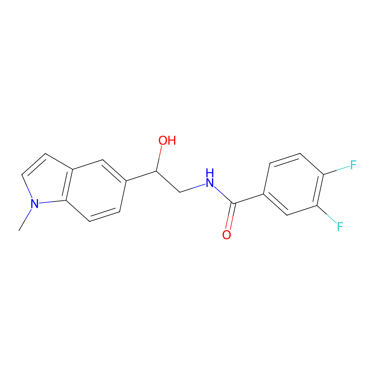 3,4-difluoro-N-(2-hydroxy-2-(1-methyl-1H-indol-5-yl)ethyl)benzamide molecular structure, CAS 2034258-40-5