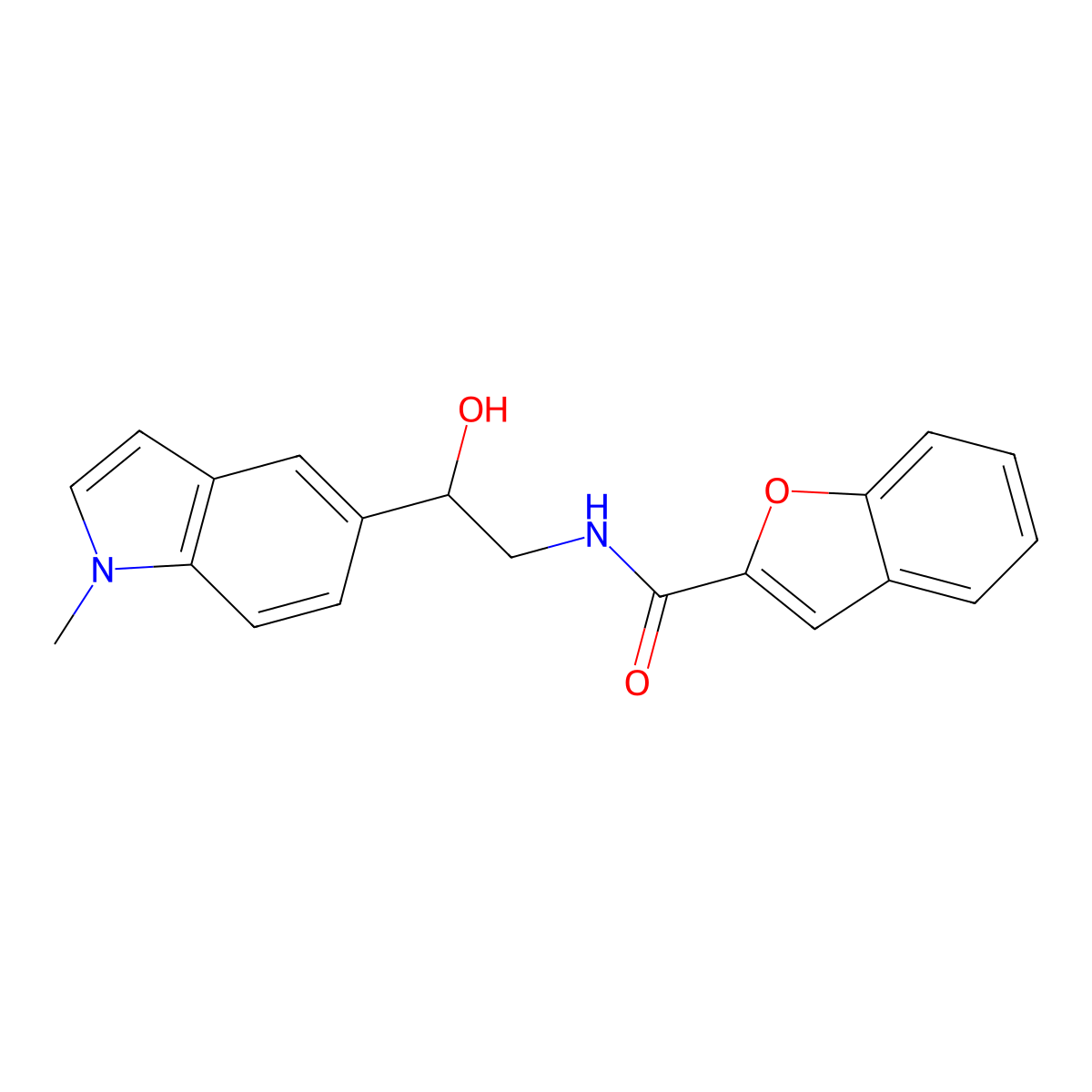 N-(2-hydroxy-2-(1-methyl-1H-indol-5-yl)ethyl)benzofuran-2-carboxamide molecular structure, CAS 2034258-57-4