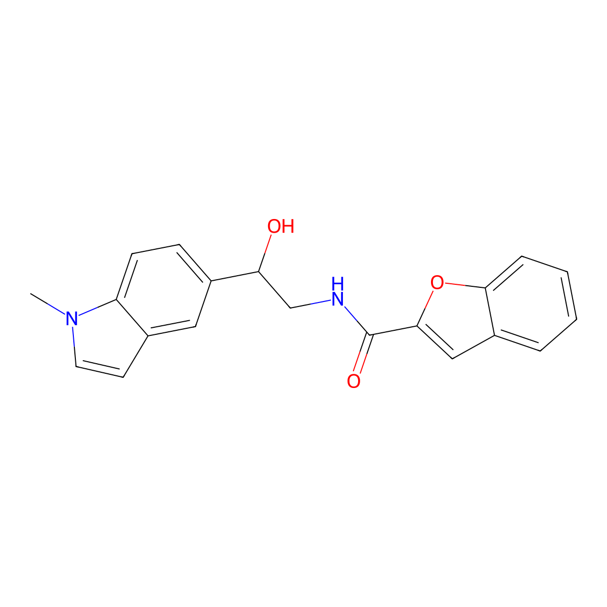 N-(2-hydroxy-2-(1-methyl-1H-indol-5-yl)ethyl)benzofuran-2-carboxamide molecular structure, CAS 2034258-57-4