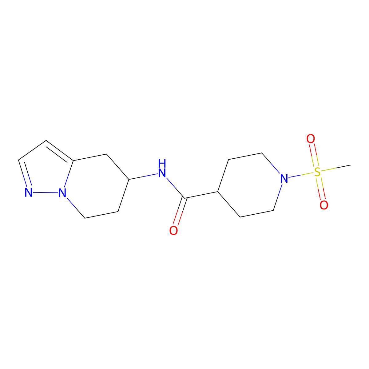 1-(methylsulfonyl)-N-(4,5,6,7-tetrahydropyrazolo[1,5-a]pyridin-5-yl)piperidine-4-carboxamide molecular structure, CAS 2034258-58-5
