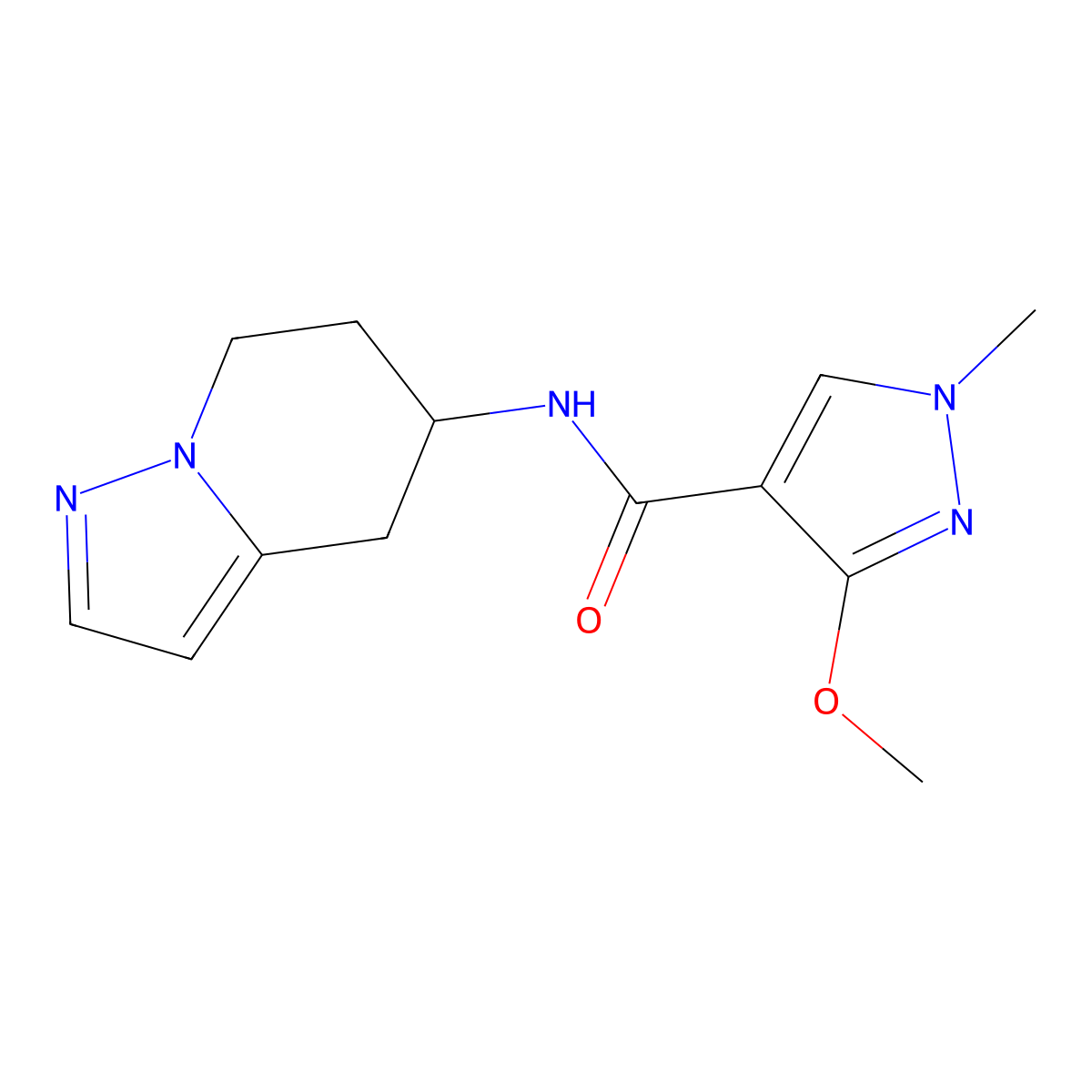 3-methoxy-1-methyl-N-(4,5,6,7-tetrahydropyrazolo[1,5-a]pyridin-5-yl)-1H-pyrazole-4-carboxamide molecular structure, CAS 2034258-64-3