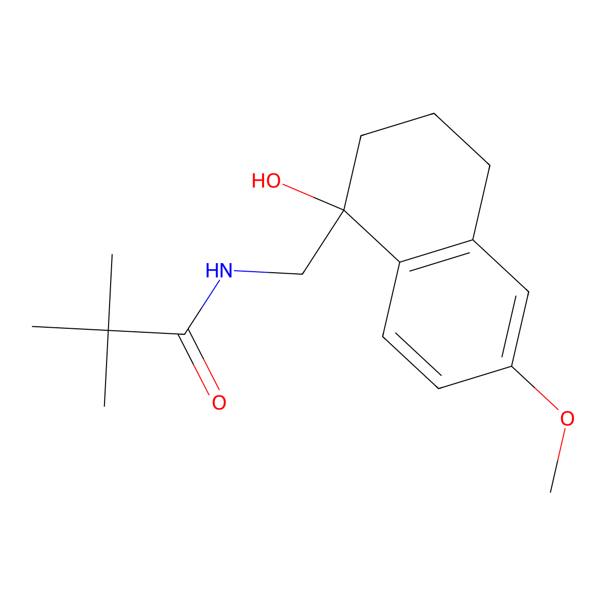 N-((1-hydroxy-6-methoxy-1,2,3,4-tetrahydronaphthalen-1-yl)methyl)pivalamide molecular structure, CAS 2034258-89-2