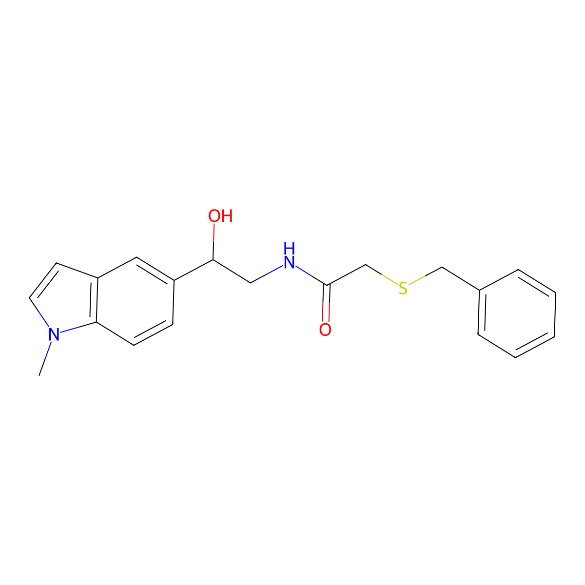 2-(benzylthio)-N-(2-hydroxy-2-(1-methyl-1H-indol-5-yl)ethyl)acetamide molecular structure, CAS 2034258-90-5