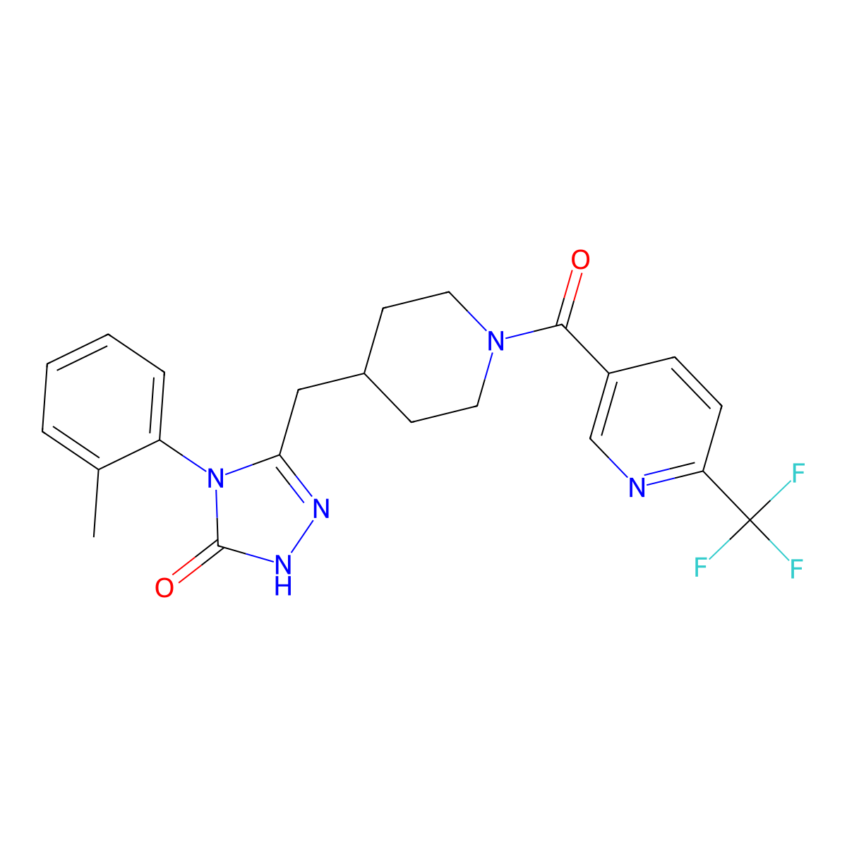 4-(o-tolyl)-3-((1-(6-(trifluoromethyl)nicotinoyl)piperidin-4-yl)methyl)-1H-1,2,4-triazol-5(4H)-one molecular structure, CAS 2034258-91-6