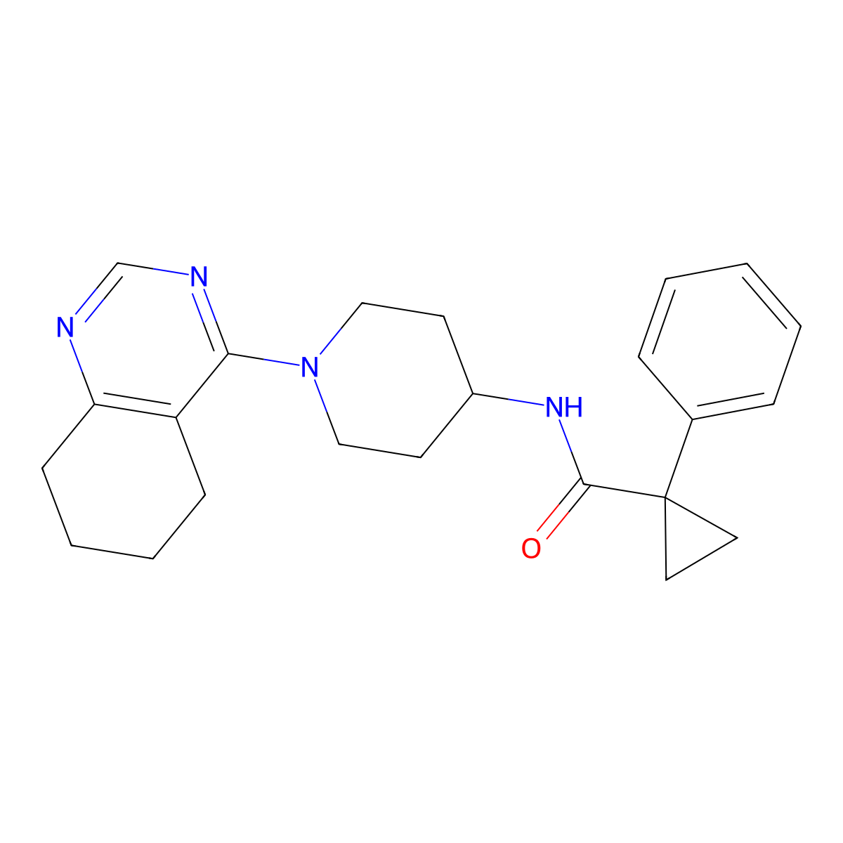 1-phenyl-N-(1-(5,6,7,8-tetrahydroquinazolin-4-yl)piperidin-4-yl)cyclopropanecarboxamide molecular structure, CAS 2034258-92-7