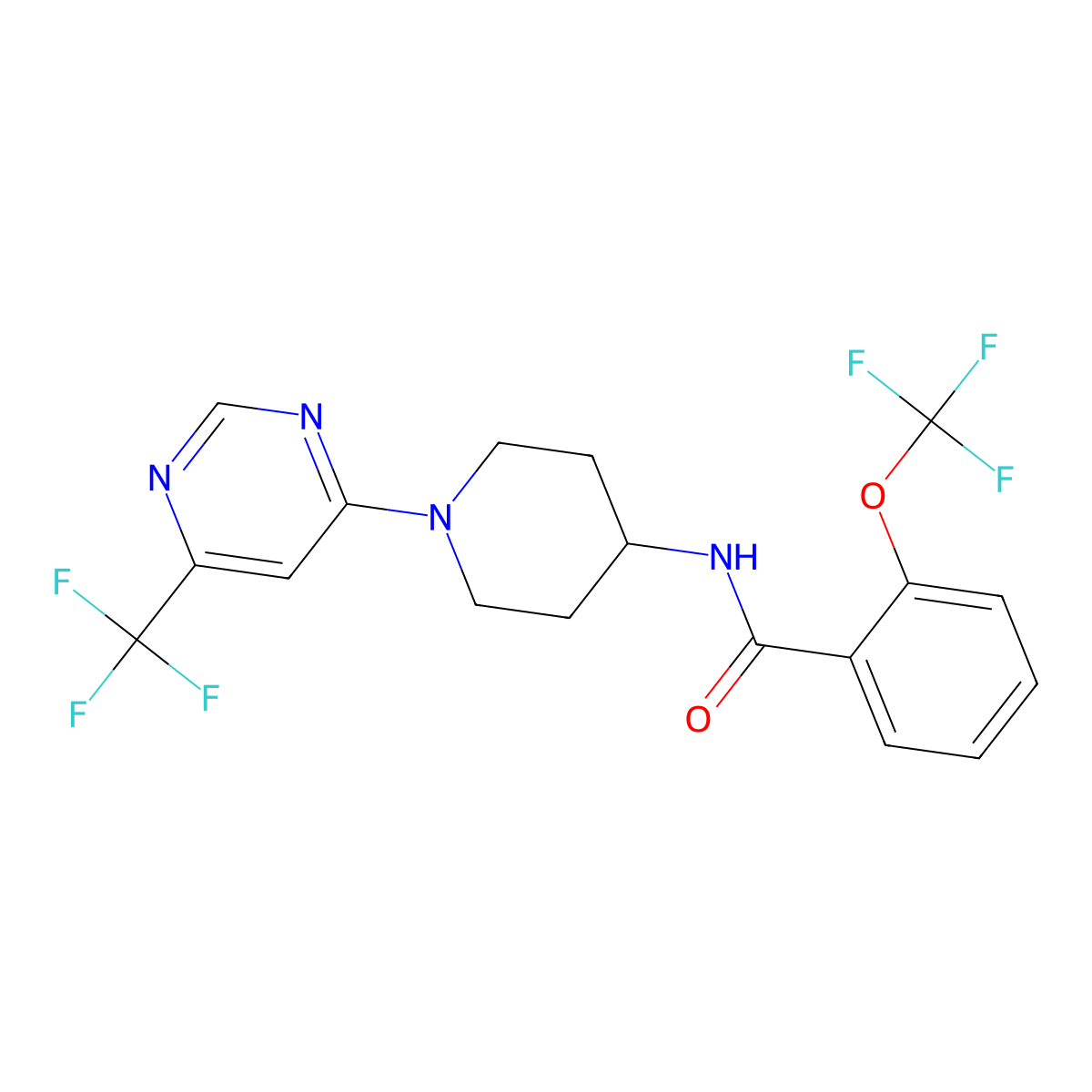 2-(trifluoromethoxy)-N-{1-[6-(trifluoromethyl)pyrimidin-4-yl]piperidin-4-yl}benzamide molecular structure, CAS 2034258-98-3