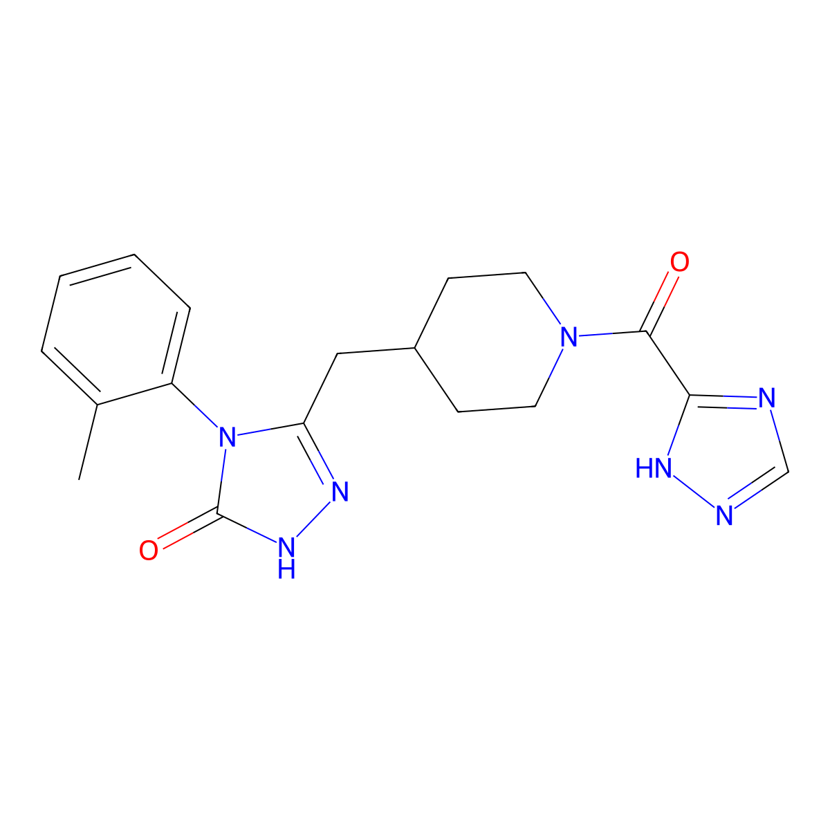 3-((1-(1H-1,2,4-triazole-5-carbonyl)piperidin-4-yl)methyl)-4-(o-tolyl)-1H-1,2,4-triazol-5(4H)-one molecular structure, CAS 2034259-02-2
