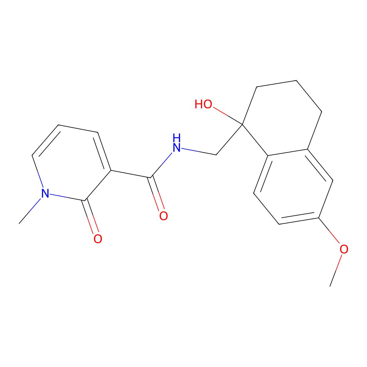 N-((1-hydroxy-6-methoxy-1,2,3,4-tetrahydronaphthalen-1-yl)methyl)-1-methyl-2-oxo-1,2-dihydropyridine-3-carboxamide molecular structure, CAS 2034259-07-7