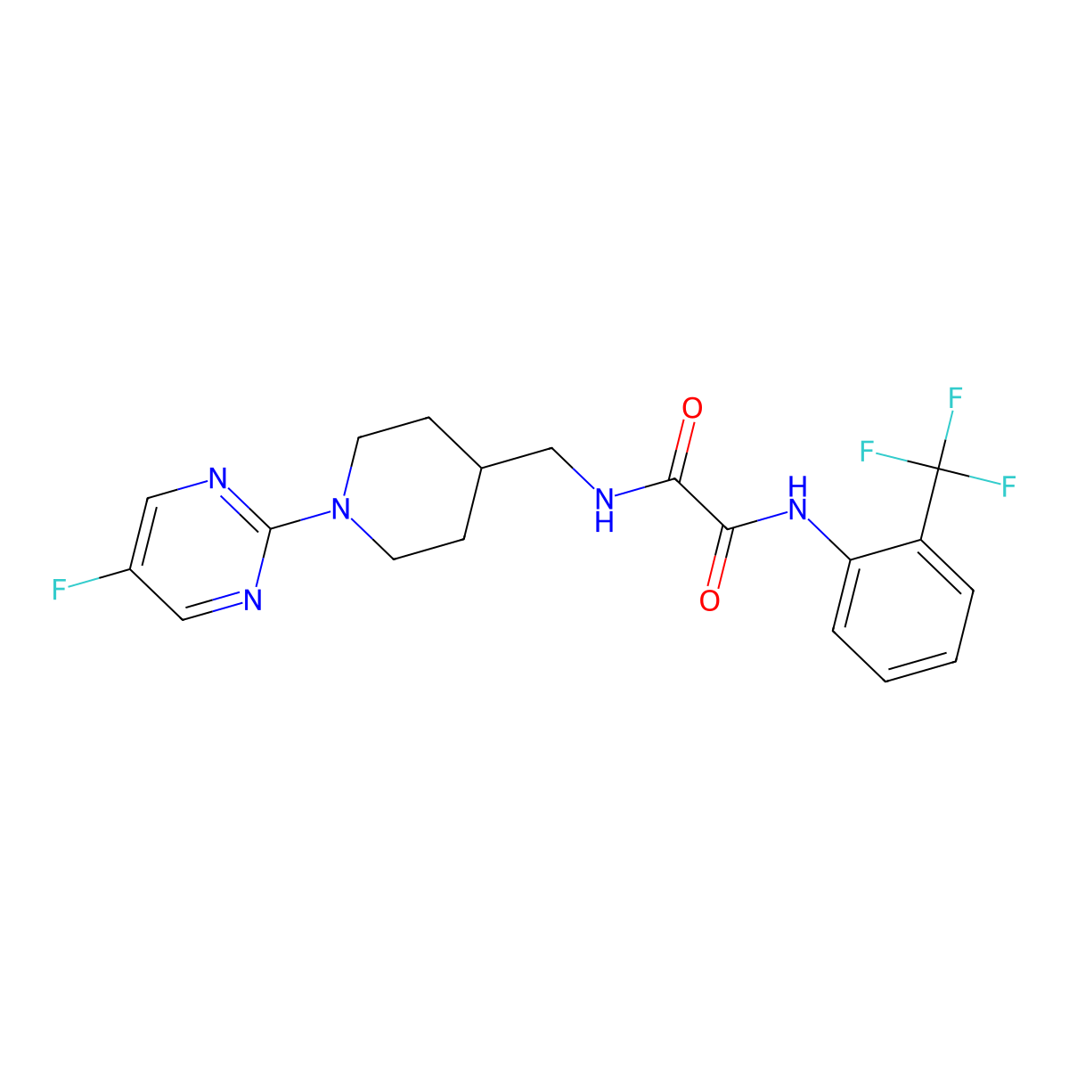 N1-((1-(5-fluoropyrimidin-2-yl)piperidin-4-yl)methyl)-N2-(2-(trifluoromethyl)phenyl)oxalamide molecular structure, CAS 2034259-09-9
