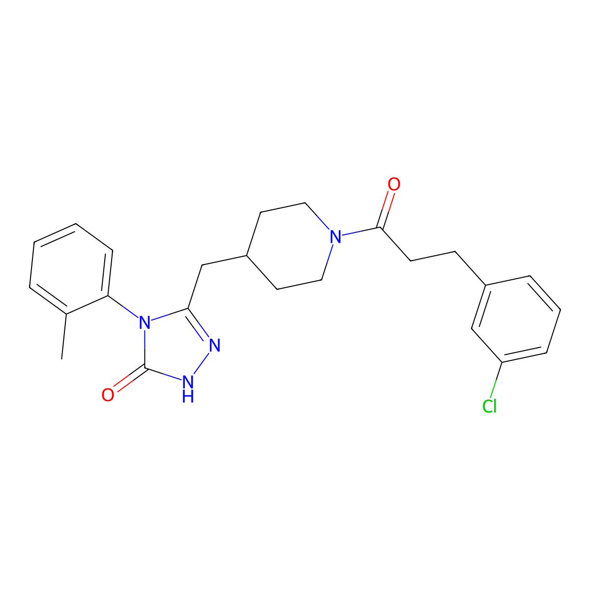3-((1-(3-(3-chlorophenyl)propanoyl)piperidin-4-yl)methyl)-4-(o-tolyl)-1H-1,2,4-triazol-5(4H)-one molecular structure, CAS 2034259-12-4