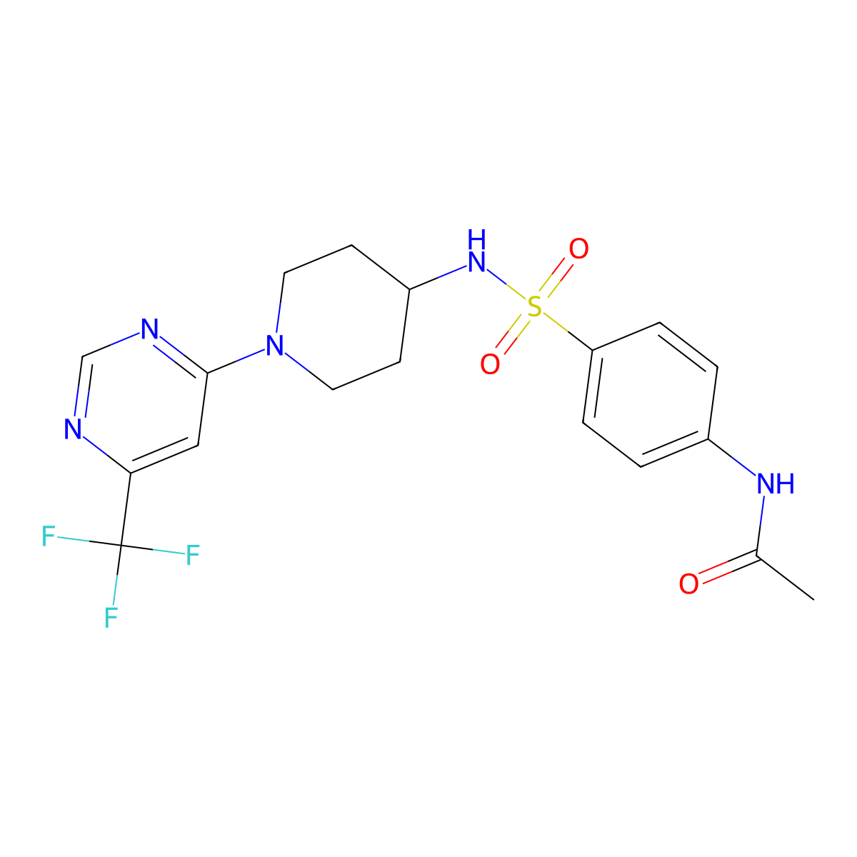 N-(4-(N-(1-(6-(trifluoromethyl)pyrimidin-4-yl)piperidin-4-yl)sulfamoyl)phenyl)acetamide molecular structure, CAS 2034259-13-5