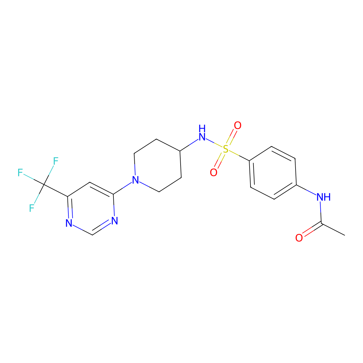 N-(4-(N-(1-(6-(trifluoromethyl)pyrimidin-4-yl)piperidin-4-yl)sulfamoyl)phenyl)acetamide molecular structure, CAS 2034259-13-5