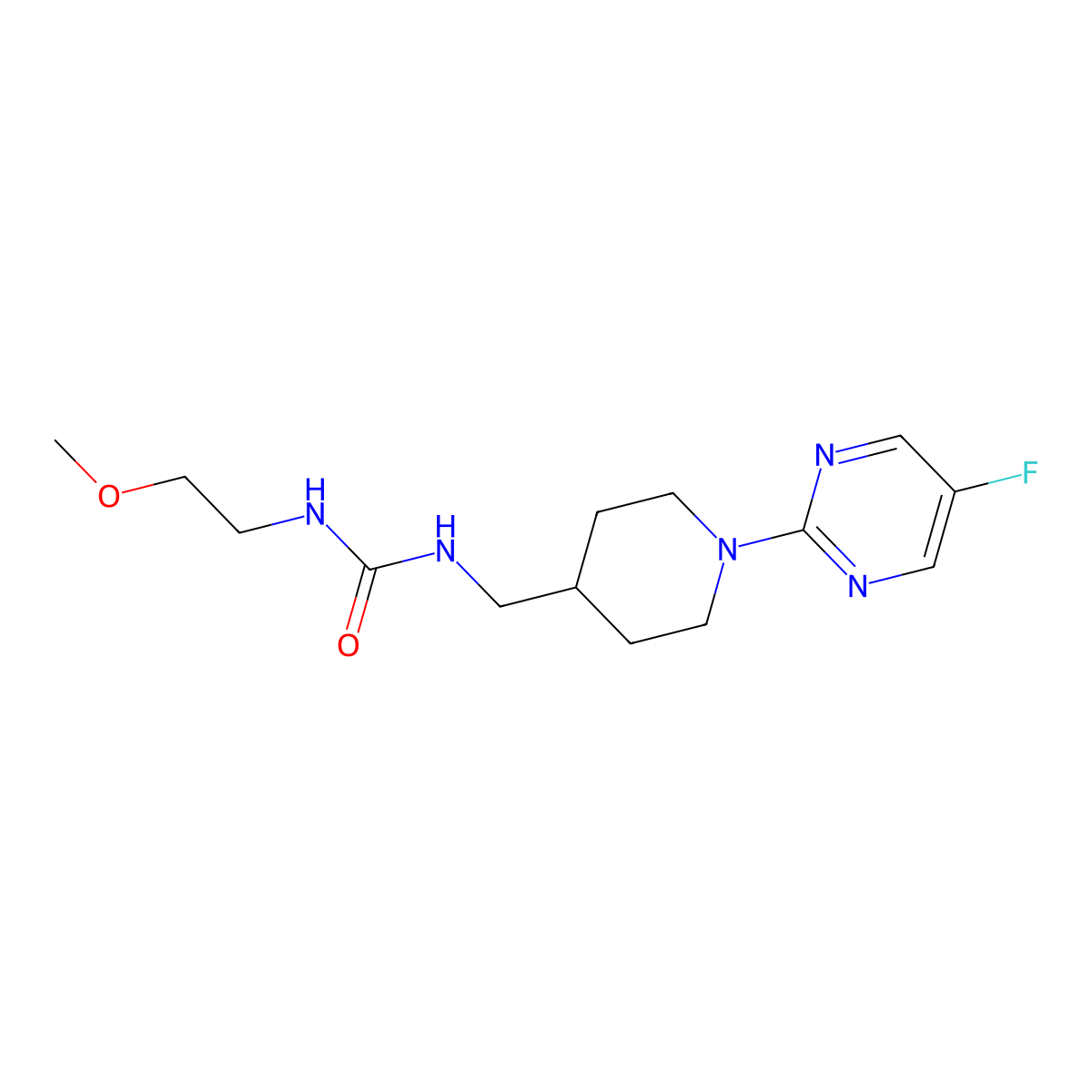 1-((1-(5-Fluoropyrimidin-2-yl)piperidin-4-yl)methyl)-3-(2-methoxyethyl)urea molecular structure, CAS 2034259-17-9