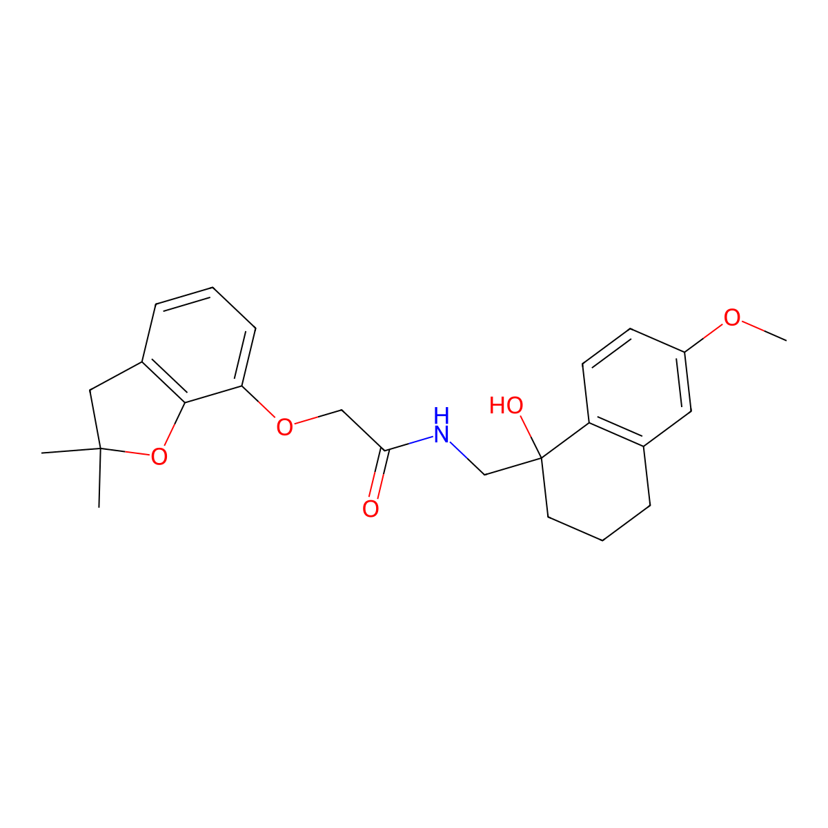 2-((2,2-dimethyl-2,3-dihydrobenzofuran-7-yl)oxy)-N-((1-hydroxy-6-methoxy-1,2,3,4-tetrahydronaphthalen-1-yl)methyl)acetamide molecular structure, CAS 2034259-21-5