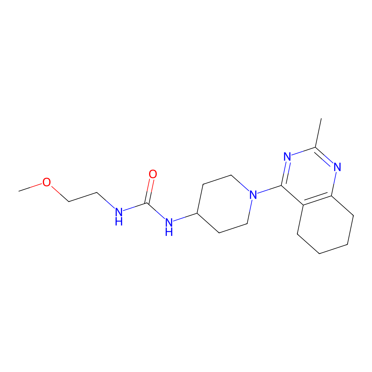 1-(2-Methoxyethyl)-3-(1-(2-methyl-5,6,7,8-tetrahydroquinazolin-4-yl)piperidin-4-yl)urea molecular structure, CAS 2034259-22-6