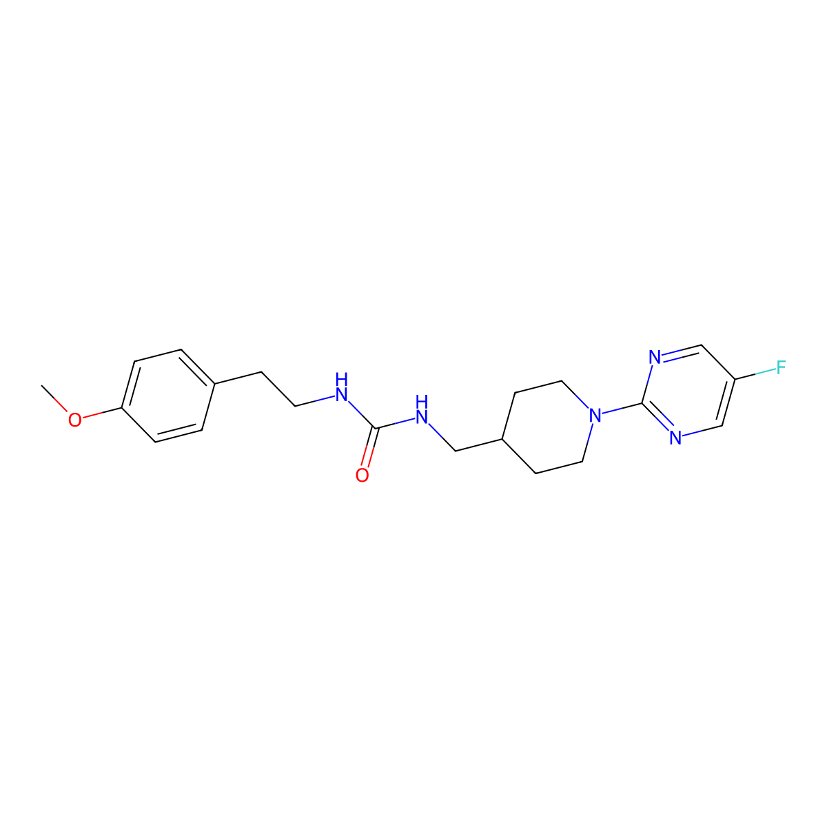 1-((1-(5-Fluoropyrimidin-2-yl)piperidin-4-yl)methyl)-3-(4-methoxyphenethyl)urea molecular structure, CAS 2034259-24-8