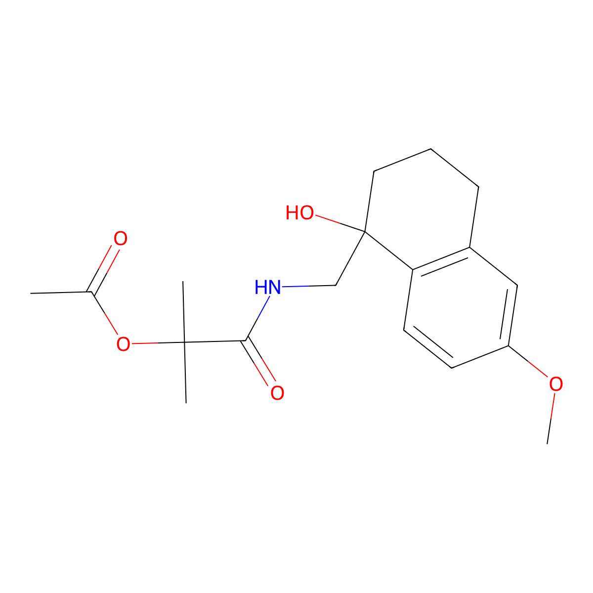 1-(((1-Hydroxy-6-methoxy-1,2,3,4-tetrahydronaphthalen-1-yl)methyl)amino)-2-methyl-1-oxopropan-2-yl acetate molecular structure, CAS 2034259-28-2