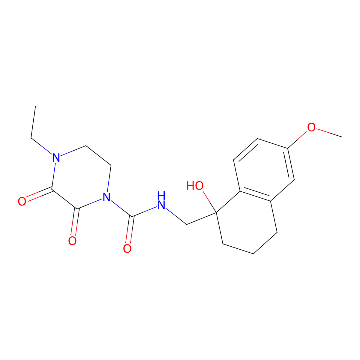 4-ethyl-N-[(1-hydroxy-6-methoxy-1,2,3,4-tetrahydronaphthalen-1-yl)methyl]-2,3-dioxopiperazine-1-carboxamide molecular structure, CAS 2034259-31-7