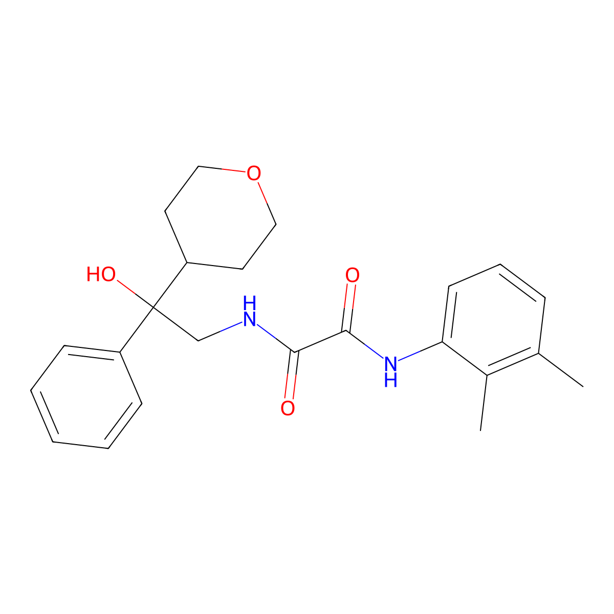 N1-(2,3-dimethylphenyl)-N2-(2-hydroxy-2-phenyl-2-(tetrahydro-2H-pyran-4-yl)ethyl)oxalamide molecular structure, CAS 2034259-34-0