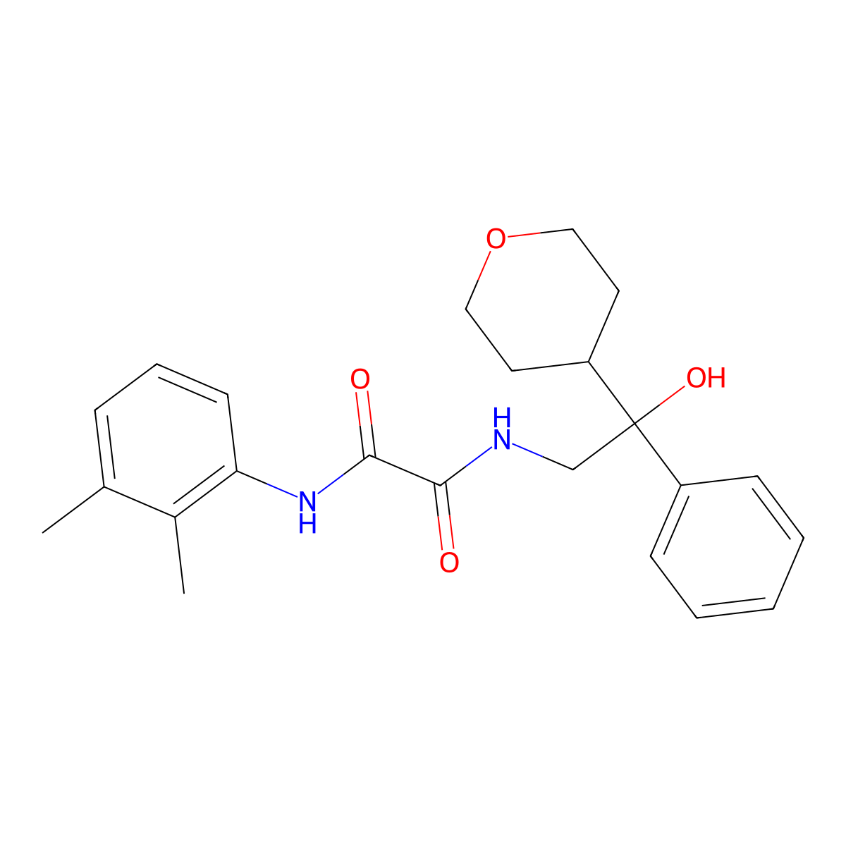 N1-(2,3-dimethylphenyl)-N2-(2-hydroxy-2-phenyl-2-(tetrahydro-2H-pyran-4-yl)ethyl)oxalamide molecular structure, CAS 2034259-34-0