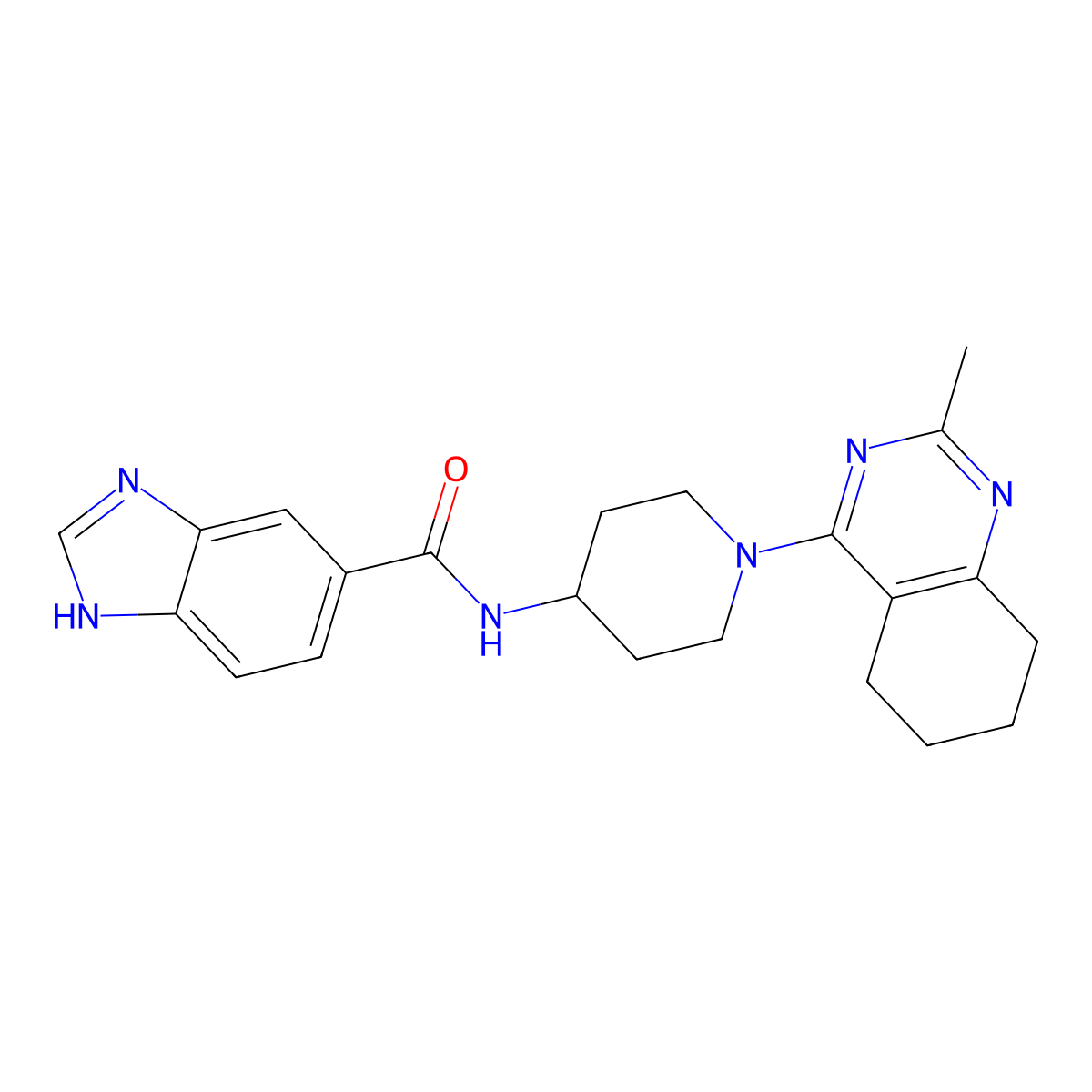 N-(1-(2-methyl-5,6,7,8-tetrahydroquinazolin-4-yl)piperidin-4-yl)-1H-benzo[d]imidazole-5-carboxamide molecular structure, CAS 2034259-38-4