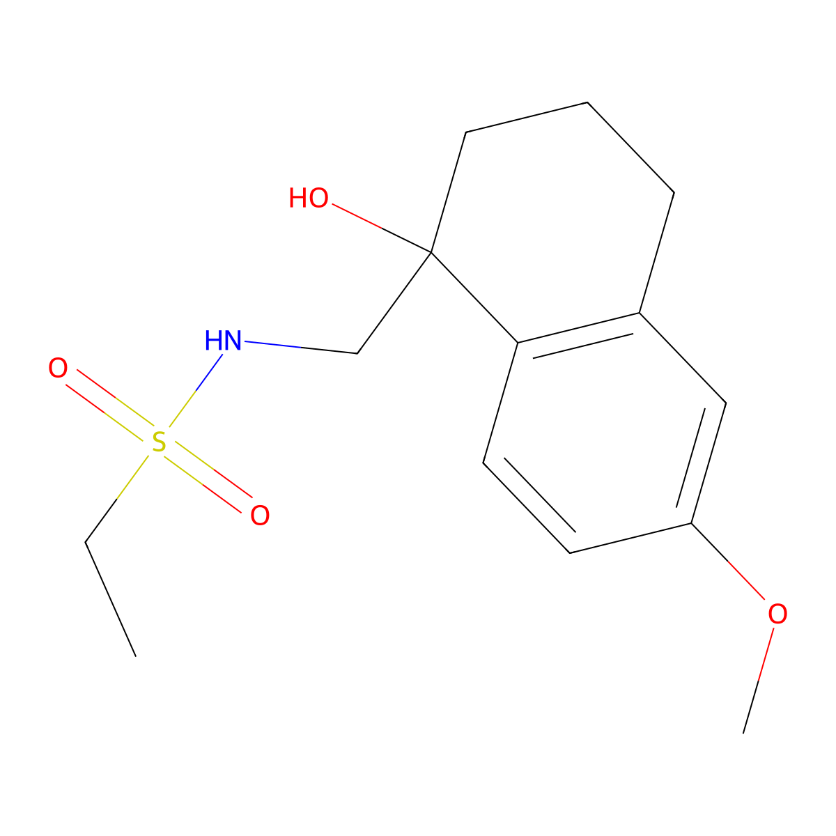 N-((1-hydroxy-6-methoxy-1,2,3,4-tetrahydronaphthalen-1-yl)methyl)ethanesulfonamide molecular structure, CAS 2034259-41-9