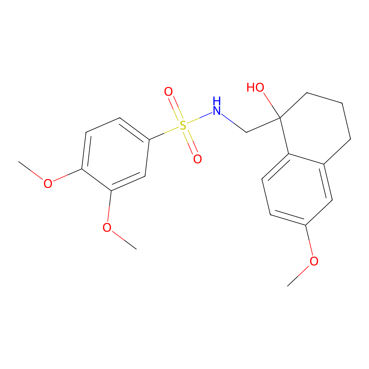 N-((1-hydroxy-6-methoxy-1,2,3,4-tetrahydronaphthalen-1-yl)methyl)-3,4-dimethoxybenzenesulfonamide molecular structure, CAS 2034259-48-6