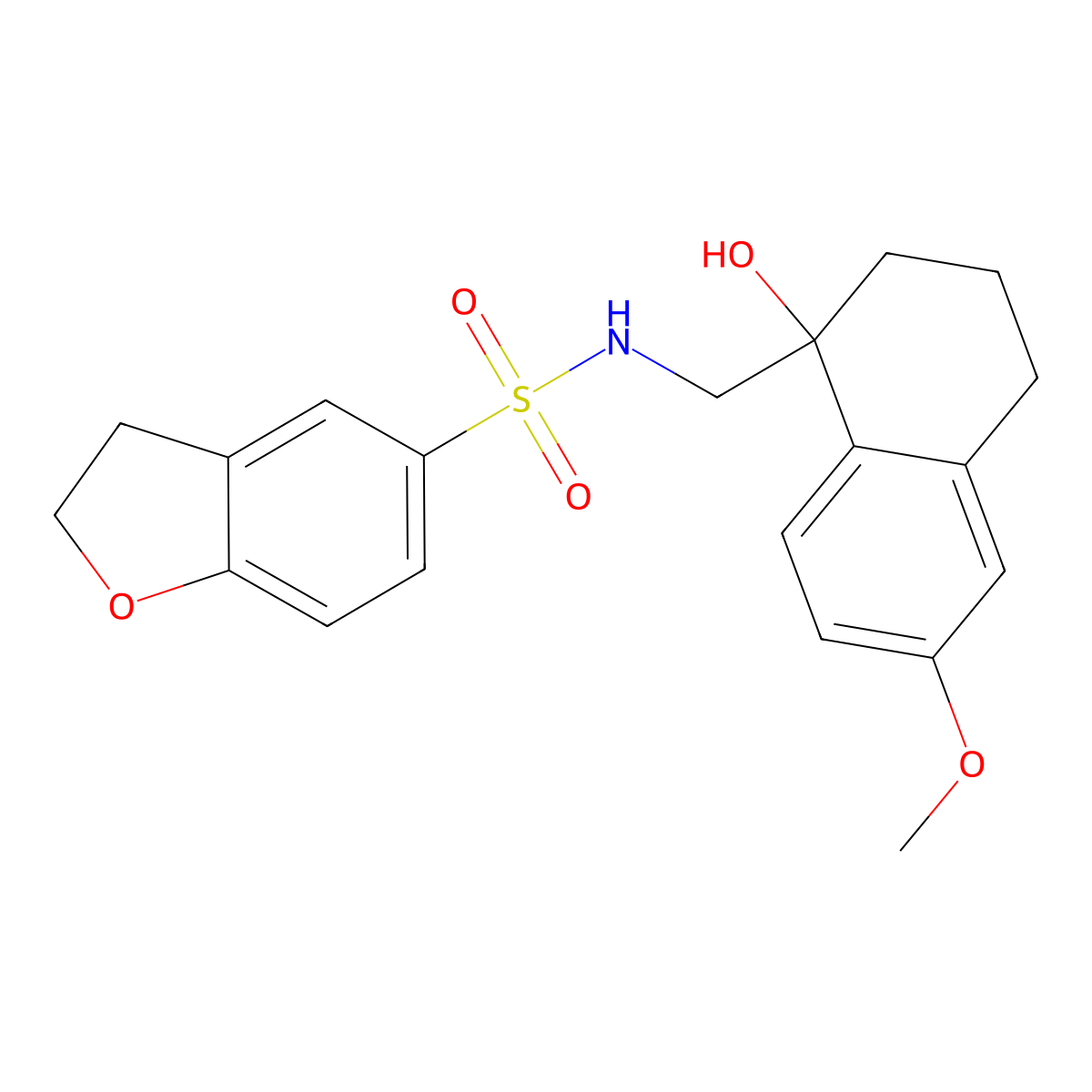 N-((1-hydroxy-6-methoxy-1,2,3,4-tetrahydronaphthalen-1-yl)methyl)-2,3-dihydrobenzofuran-5-sulfonamide molecular structure, CAS 2034259-54-4