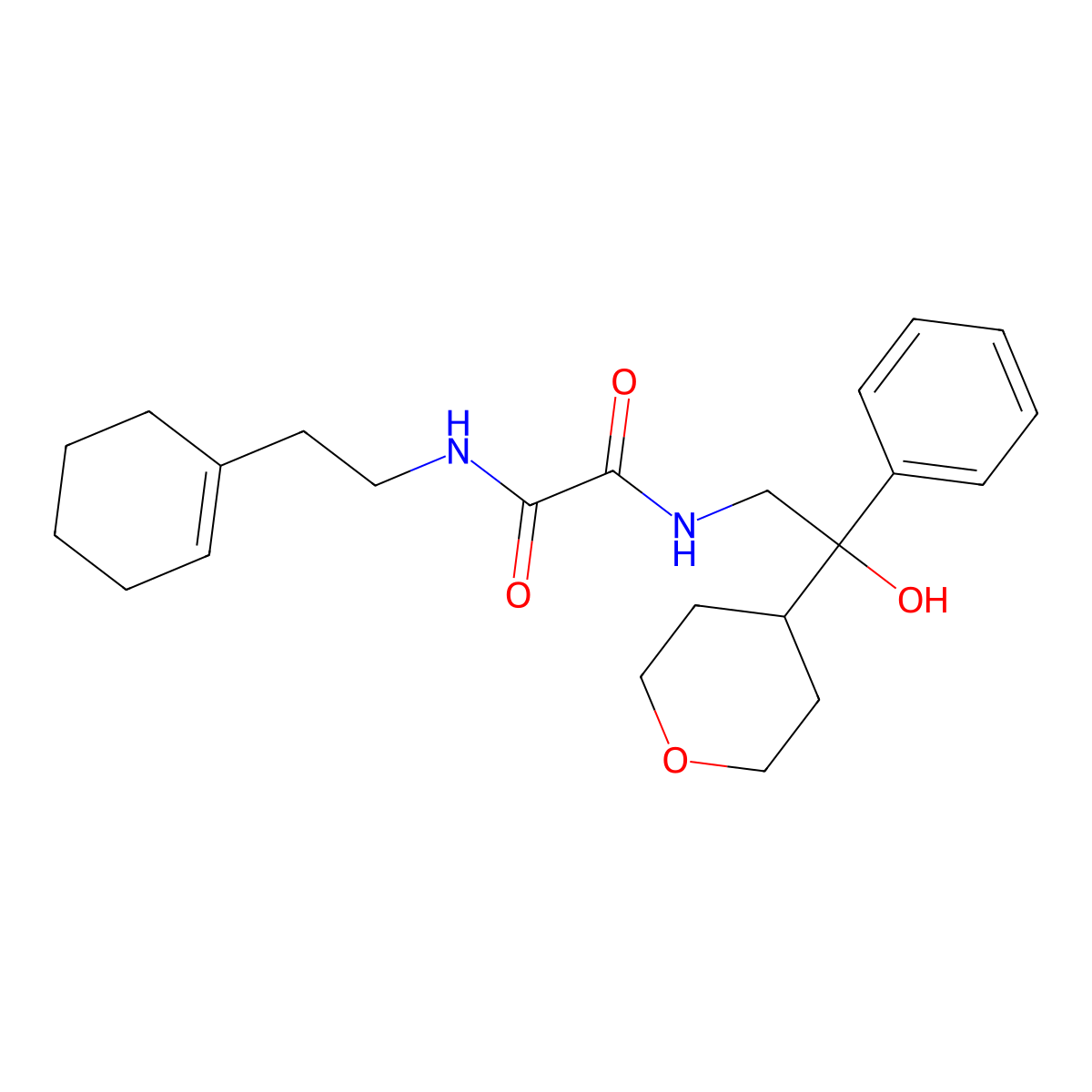 N1-(2-(cyclohex-1-en-1-yl)ethyl)-N2-(2-hydroxy-2-phenyl-2-(tetrahydro-2H-pyran-4-yl)ethyl)oxalamide molecular structure, CAS 2034259-55-5
