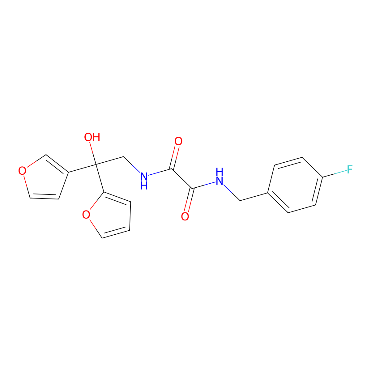 N1-(4-fluorobenzyl)-N2-(2-(furan-2-yl)-2-(furan-3-yl)-2-hydroxyethyl)oxalamide molecular structure, CAS 2034259-62-4