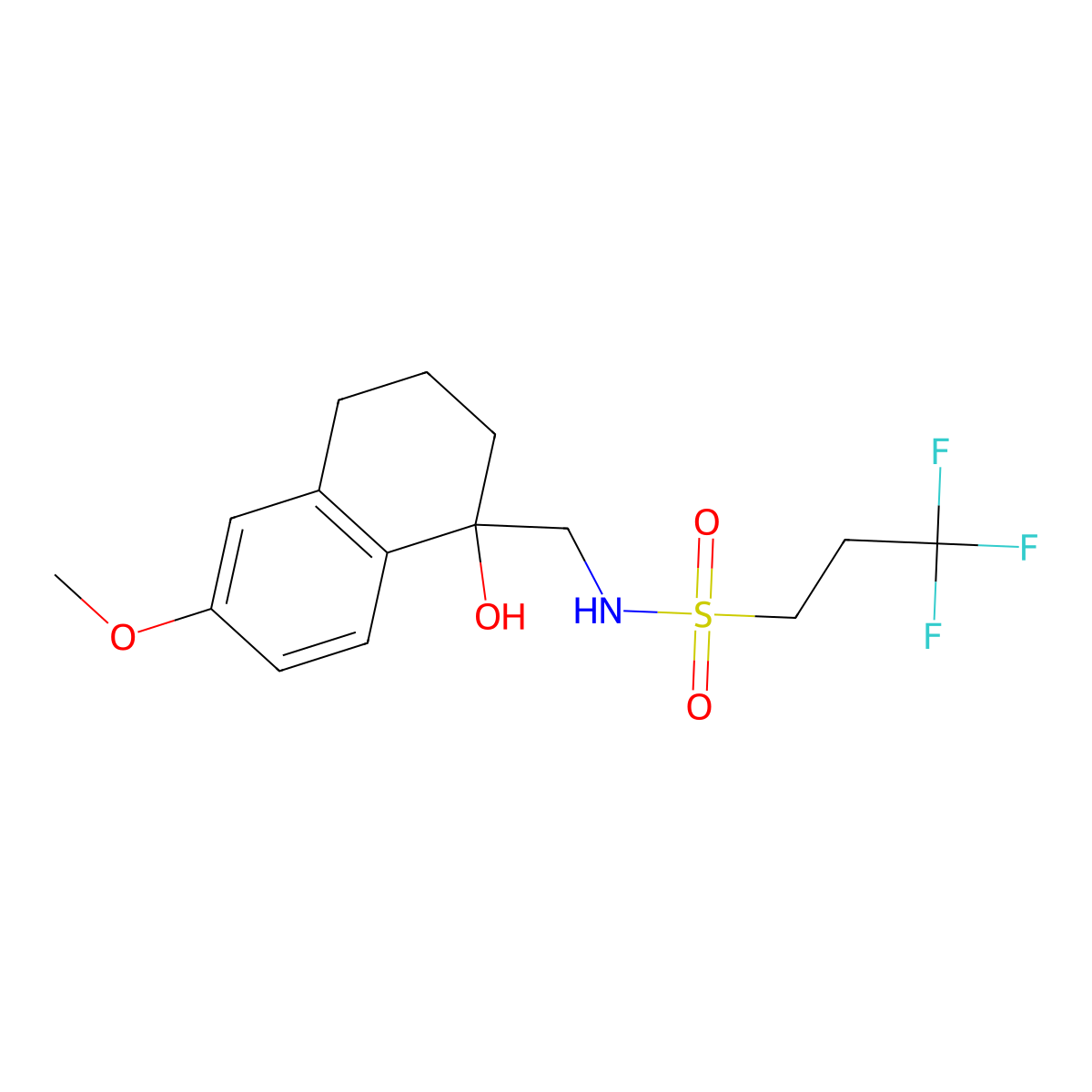 3,3,3-trifluoro-N-[(1-hydroxy-6-methoxy-1,2,3,4-tetrahydronaphthalen-1-yl)methyl]propane-1-sulfonamide molecular structure, CAS 2034259-66-8