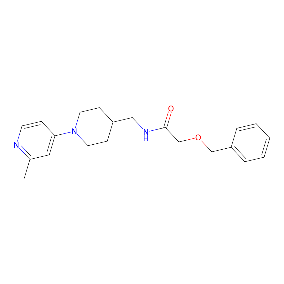 2-(benzyloxy)-N-{[1-(2-methylpyridin-4-yl)piperidin-4-yl]methyl}acetamide molecular structure, CAS 2034259-67-9